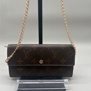 LV Monogram Wallet with off market chain for crossbody use